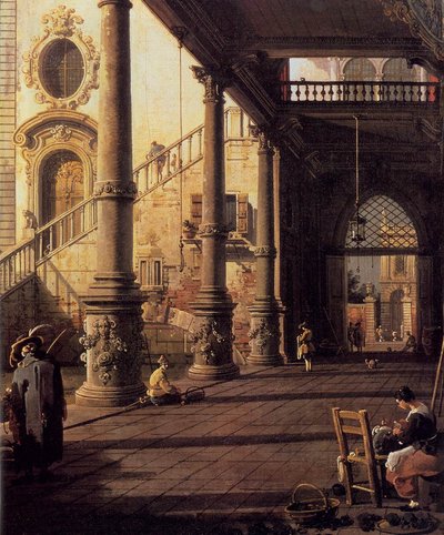 Vista en perspectiva con pórtico de Giovanni Antonio Canal